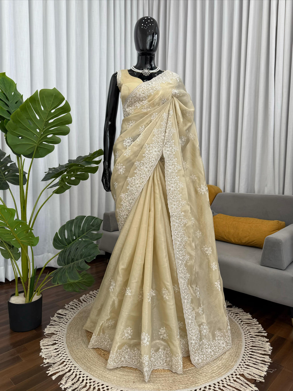 Jimmy Choo Saree with Elegant Coding & Thread Embroidery