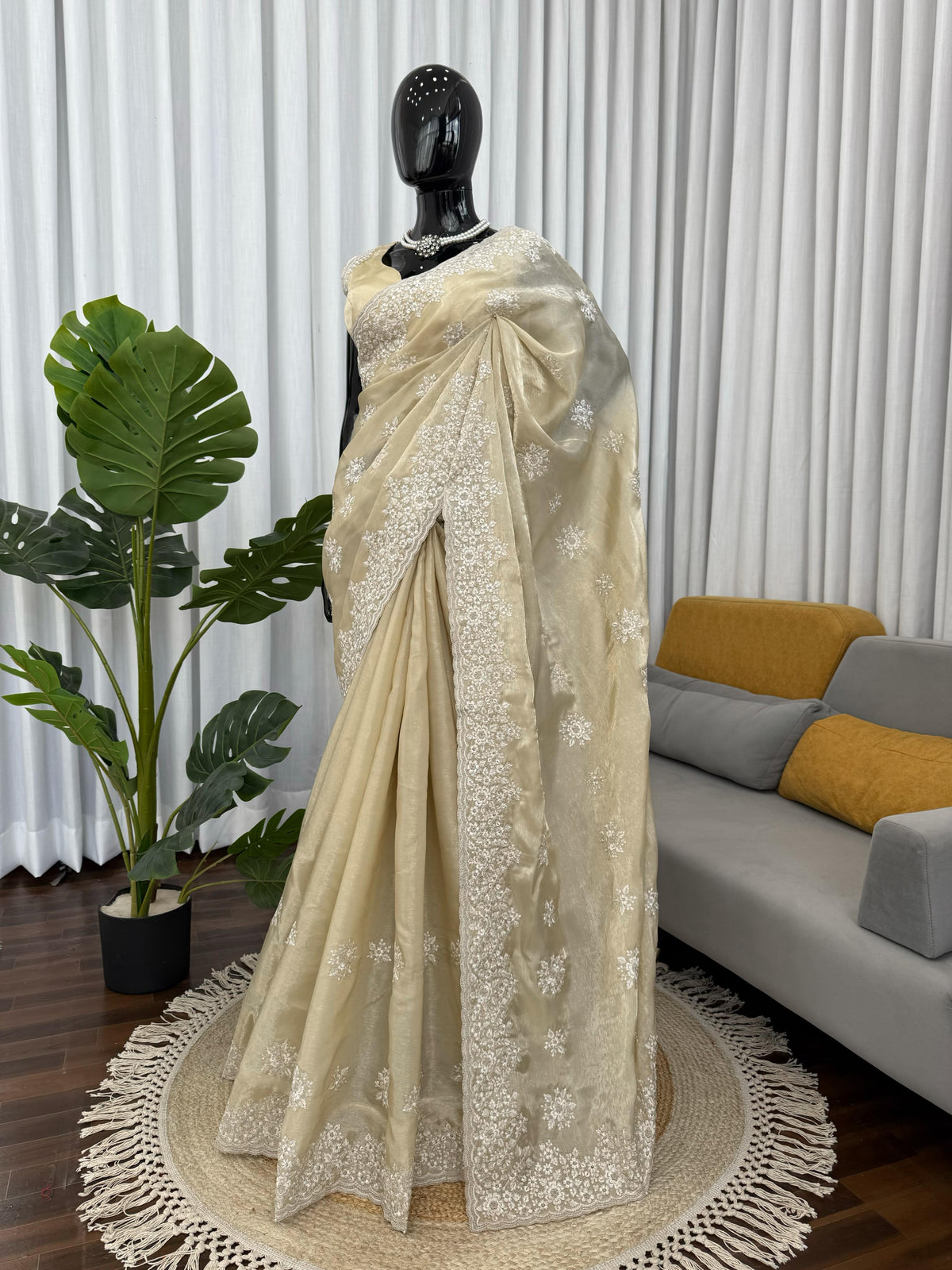 Jimmy Choo Saree with Elegant Coding & Thread Embroidery