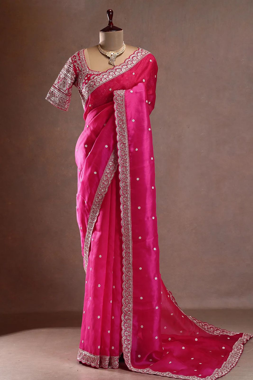 Tibby Silk Saree with Refined Thread & Sequin Embroidery
