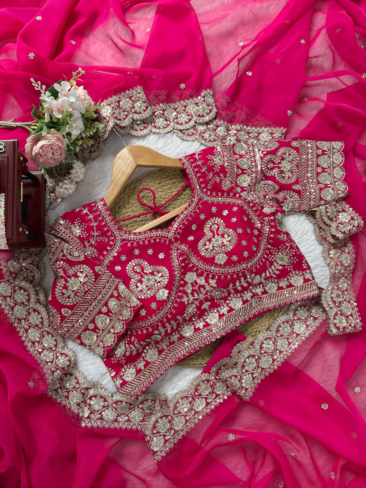 Tibby Silk Saree with Refined Thread & Sequin Embroidery