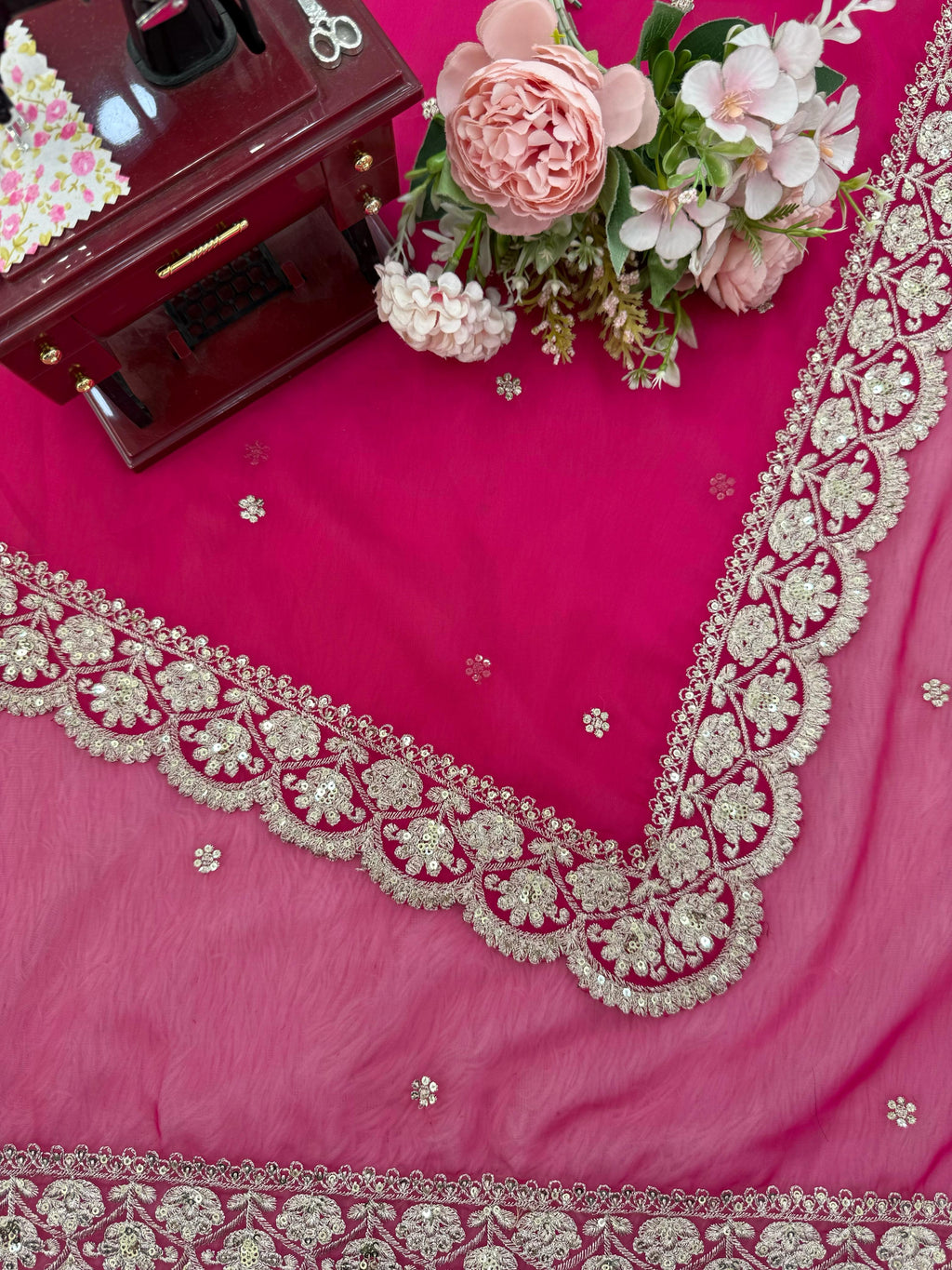 Tibby Silk Saree with Refined Thread & Sequin Embroidery