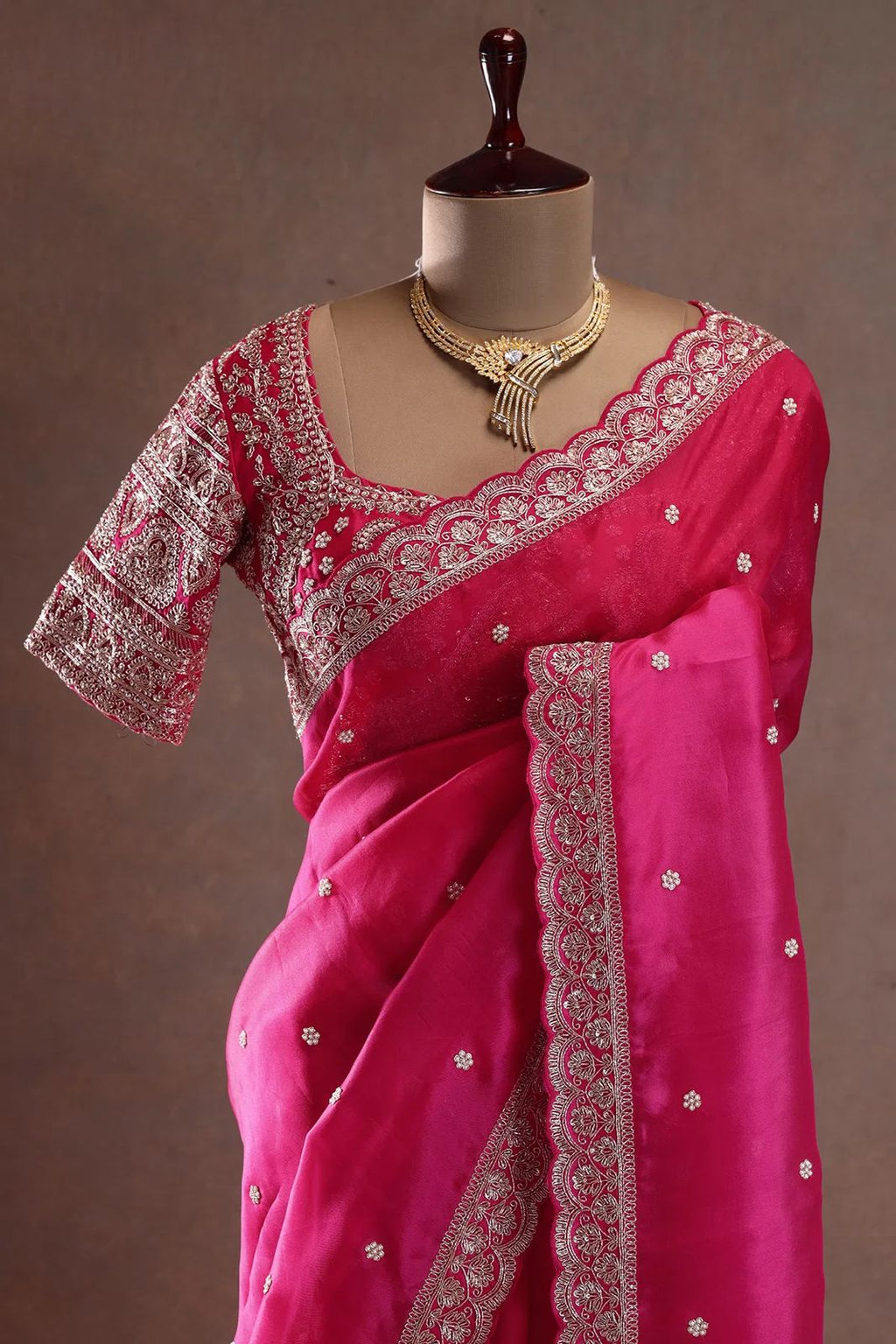 Tibby Silk Saree with Refined Thread & Sequin Embroidery