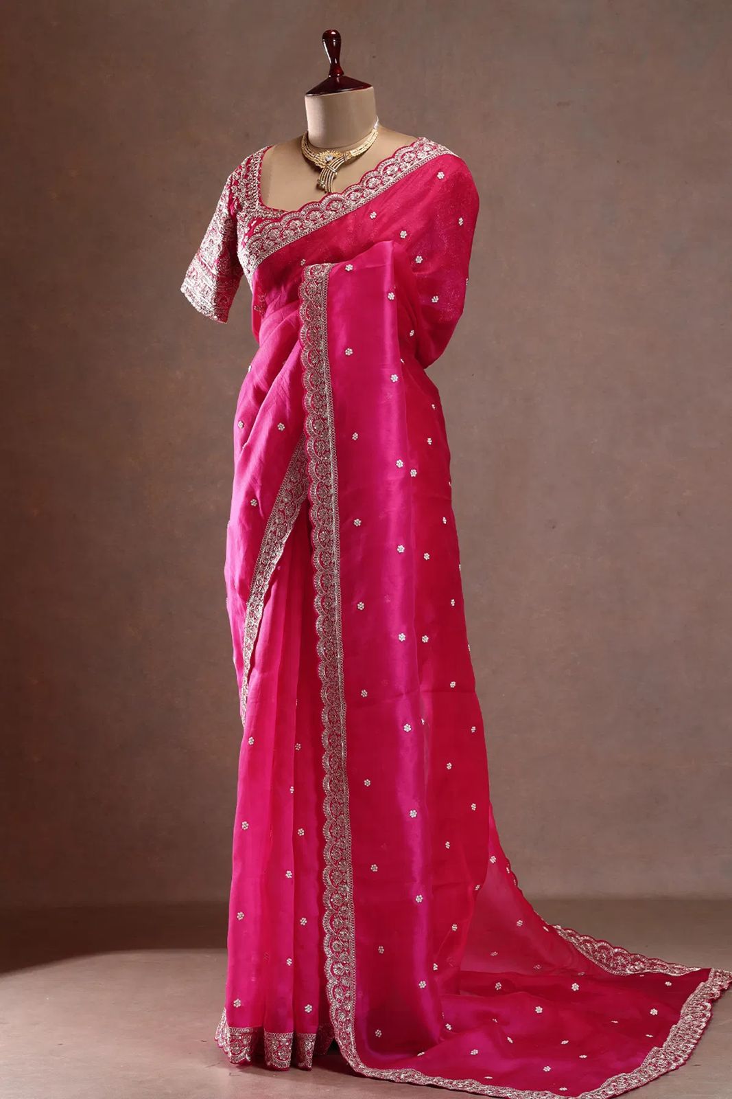 Tibby Silk Saree with Refined Thread & Sequin Embroidery