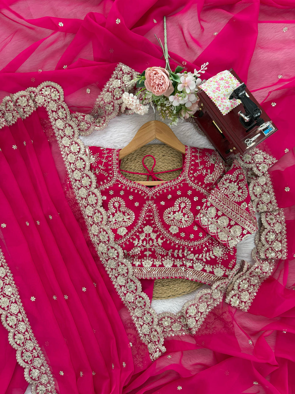 Tibby Silk Saree with Refined Thread & Sequin Embroidery