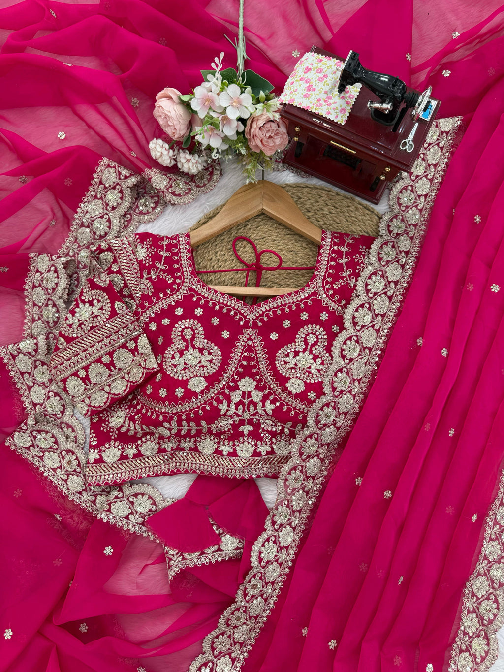 Tibby Silk Saree with Refined Thread & Sequin Embroidery