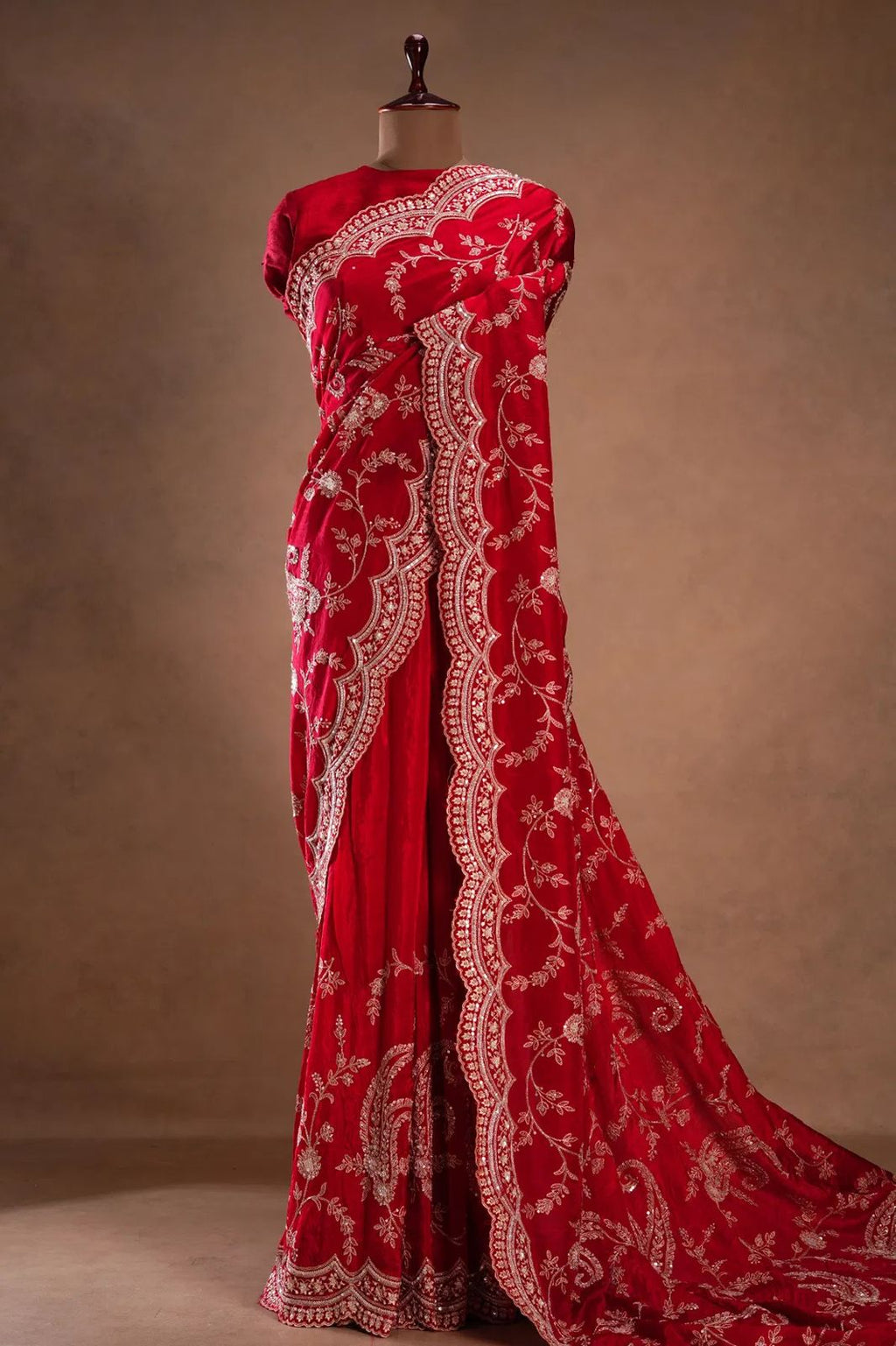 Vichitra Silk Saree with Elegant Thread & Sequin Embroidery
