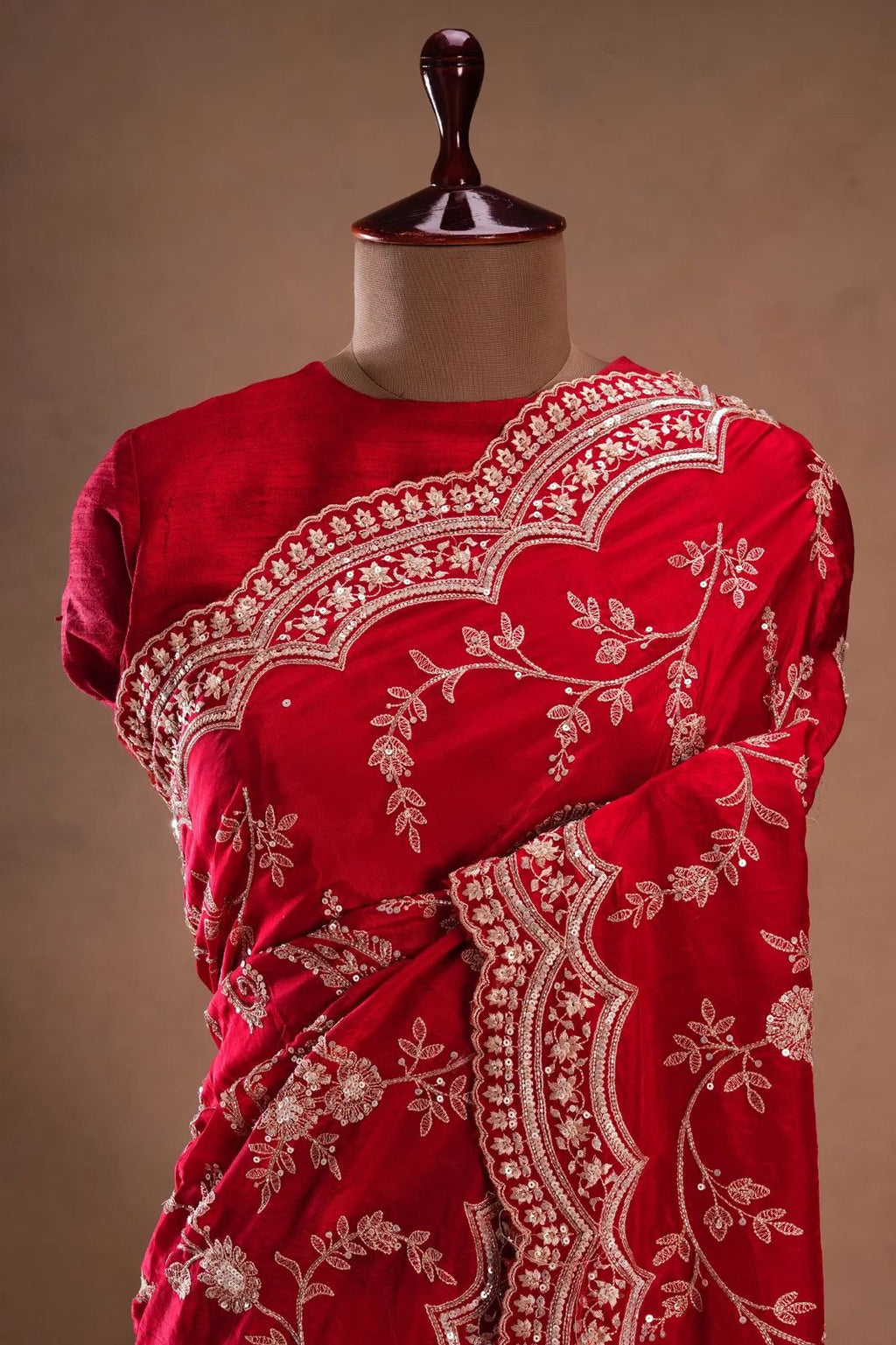 Vichitra Silk Saree with Elegant Thread & Sequin Embroidery
