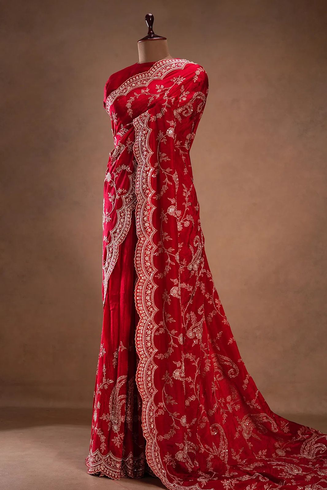Vichitra Silk Saree with Elegant Thread & Sequin Embroidery