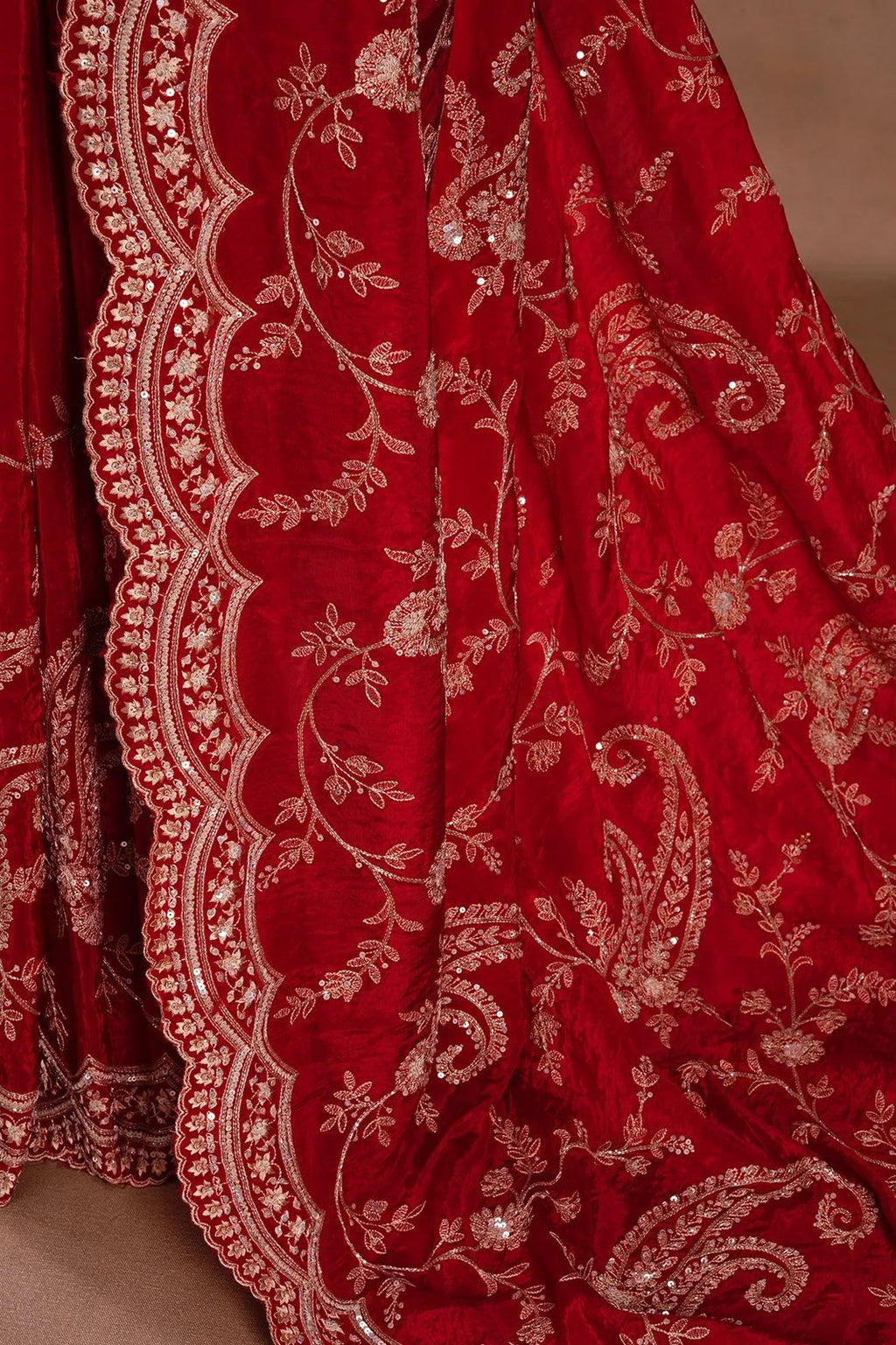 Vichitra Silk Saree with Elegant Thread & Sequin Embroidery