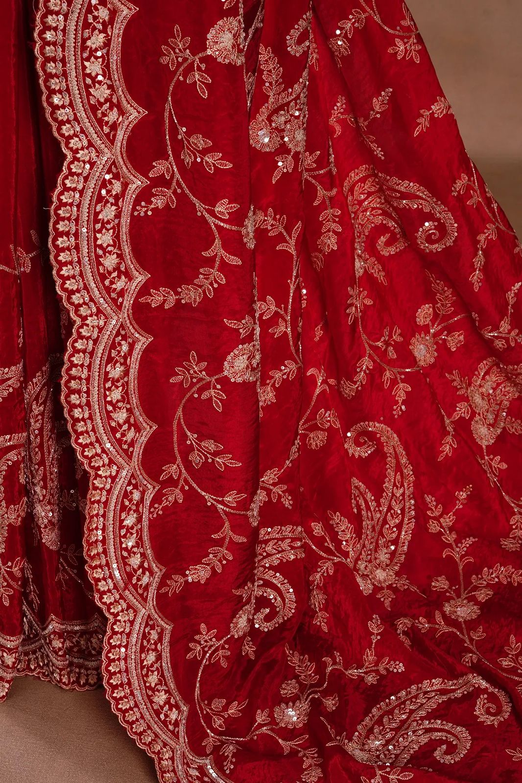 Vichitra Silk Saree with Elegant Thread & Sequin Embroidery