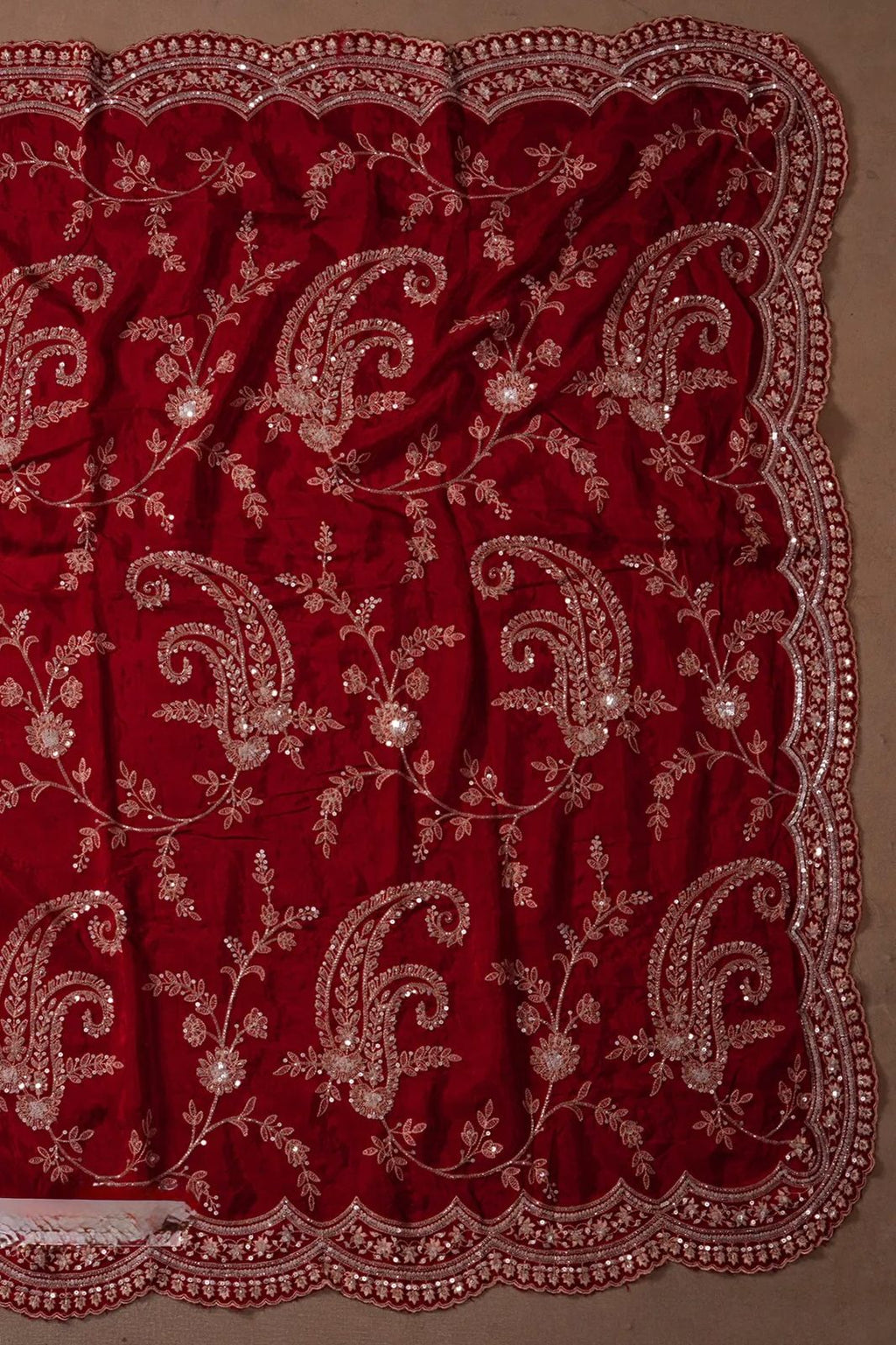 Vichitra Silk Saree with Elegant Thread & Sequin Embroidery