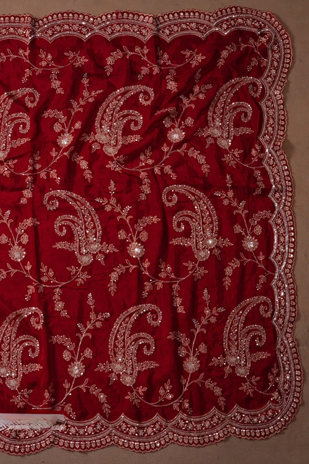 Vichitra Silk Saree with Elegant Thread & Sequin Embroidery