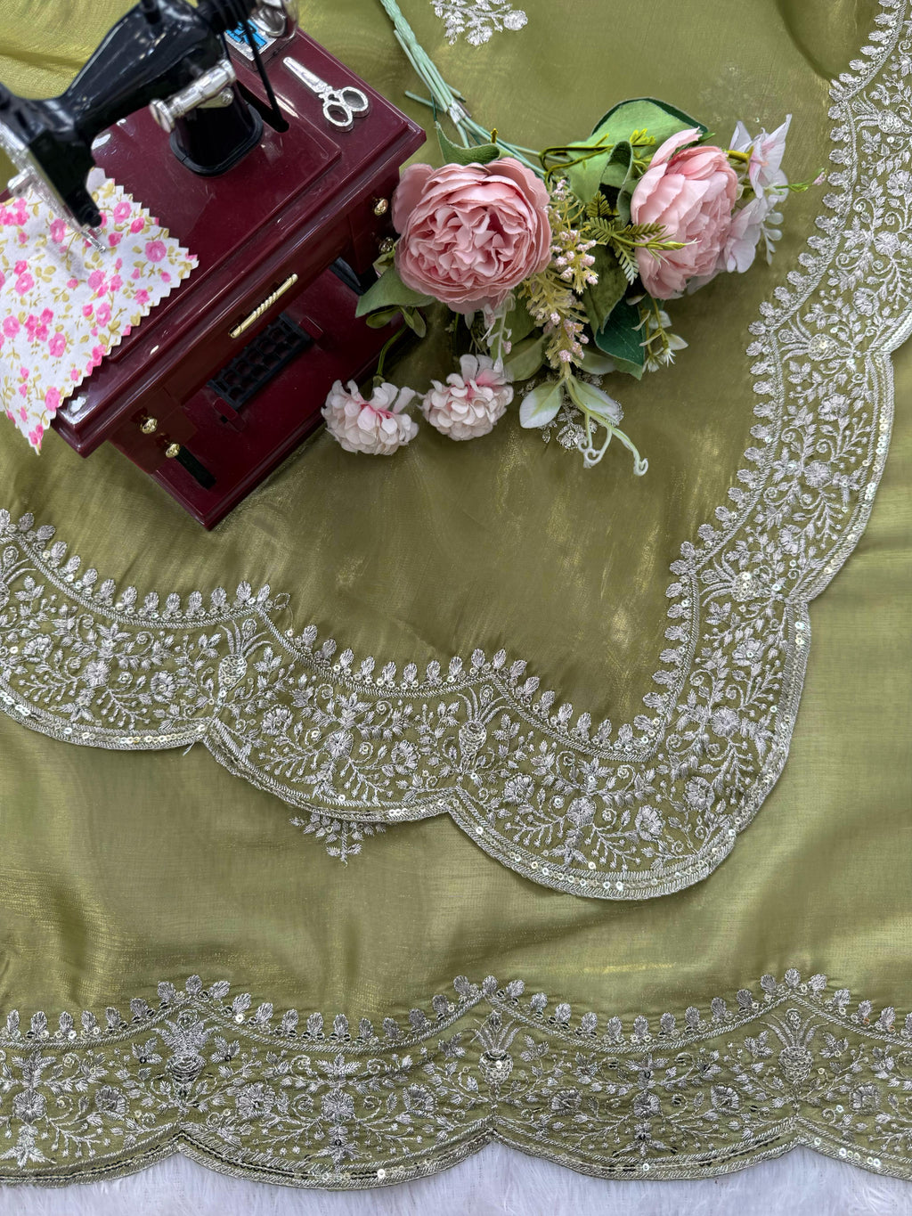 Jimmy Choo Designer Saree with Thread & Sequin Embroidery and Matching Blouse