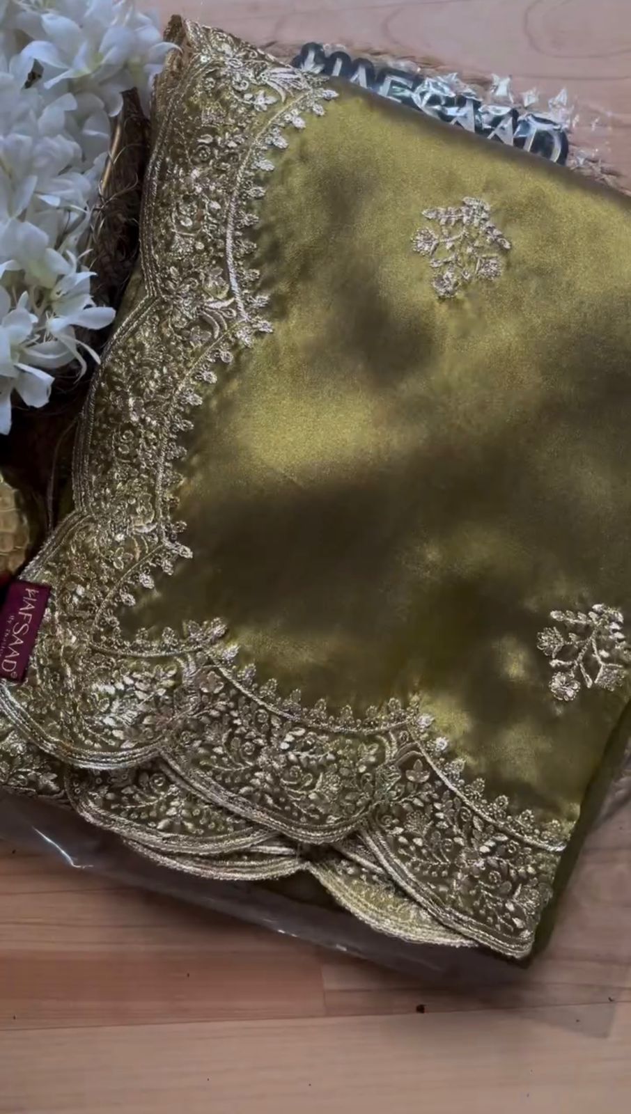 Jimmy Choo Designer Saree with Thread & Sequin Embroidery and Matching Blouse