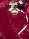 Faux Georgette Saree with Thread & Sequin Work and Embroidered Soft Net Dupatta