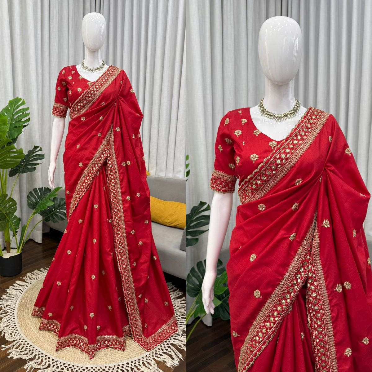 Jalpari Silk Saree with Elegant Thread & Sequin Embroidery