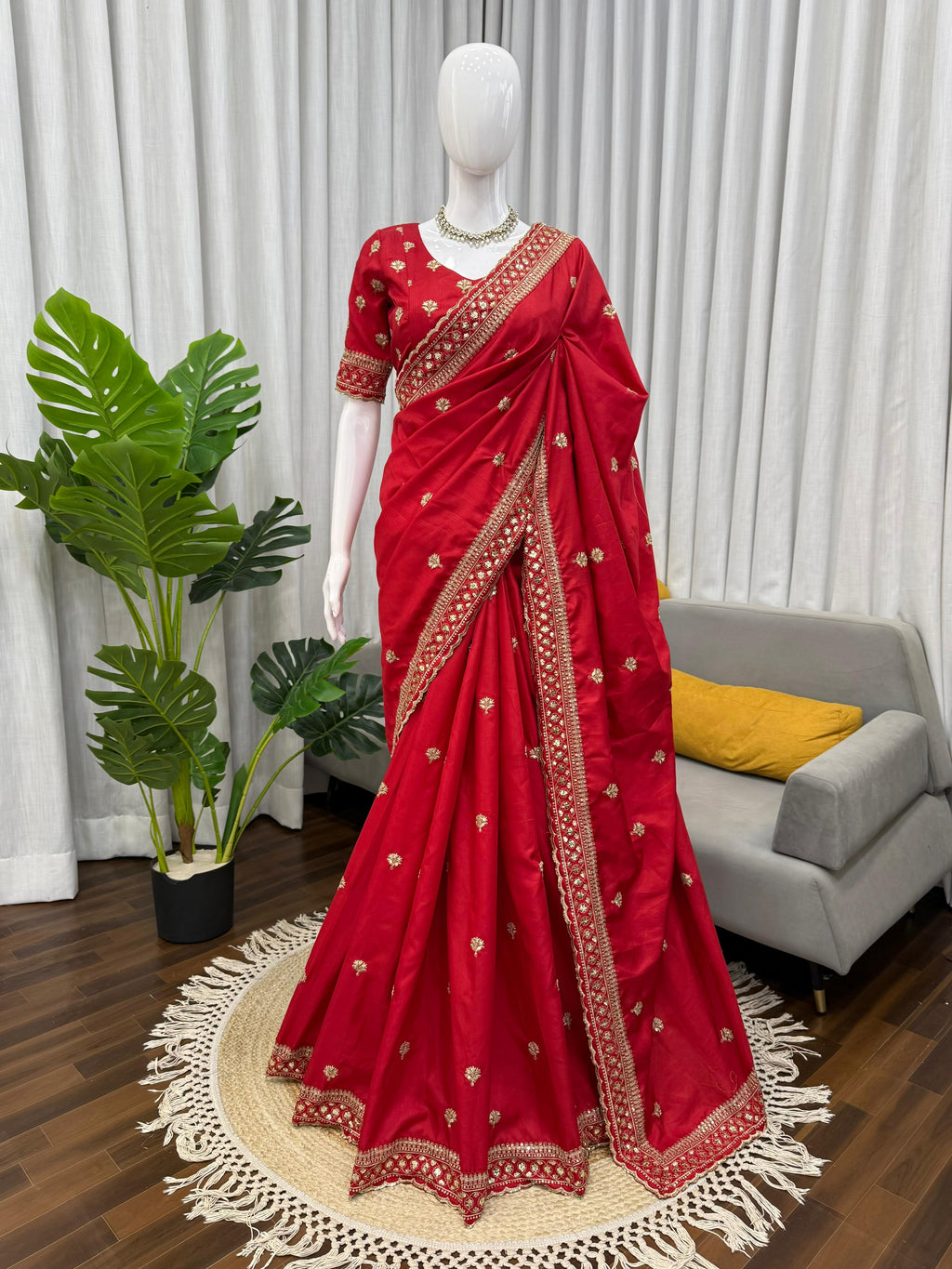 Jalpari Silk Saree with Elegant Thread & Sequin Embroidery