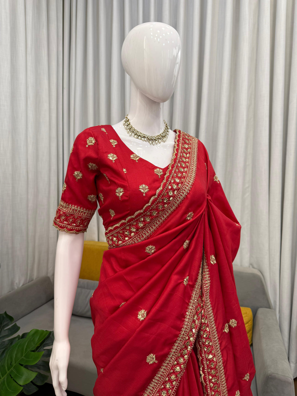 Jalpari Silk Saree with Elegant Thread & Sequin Embroidery