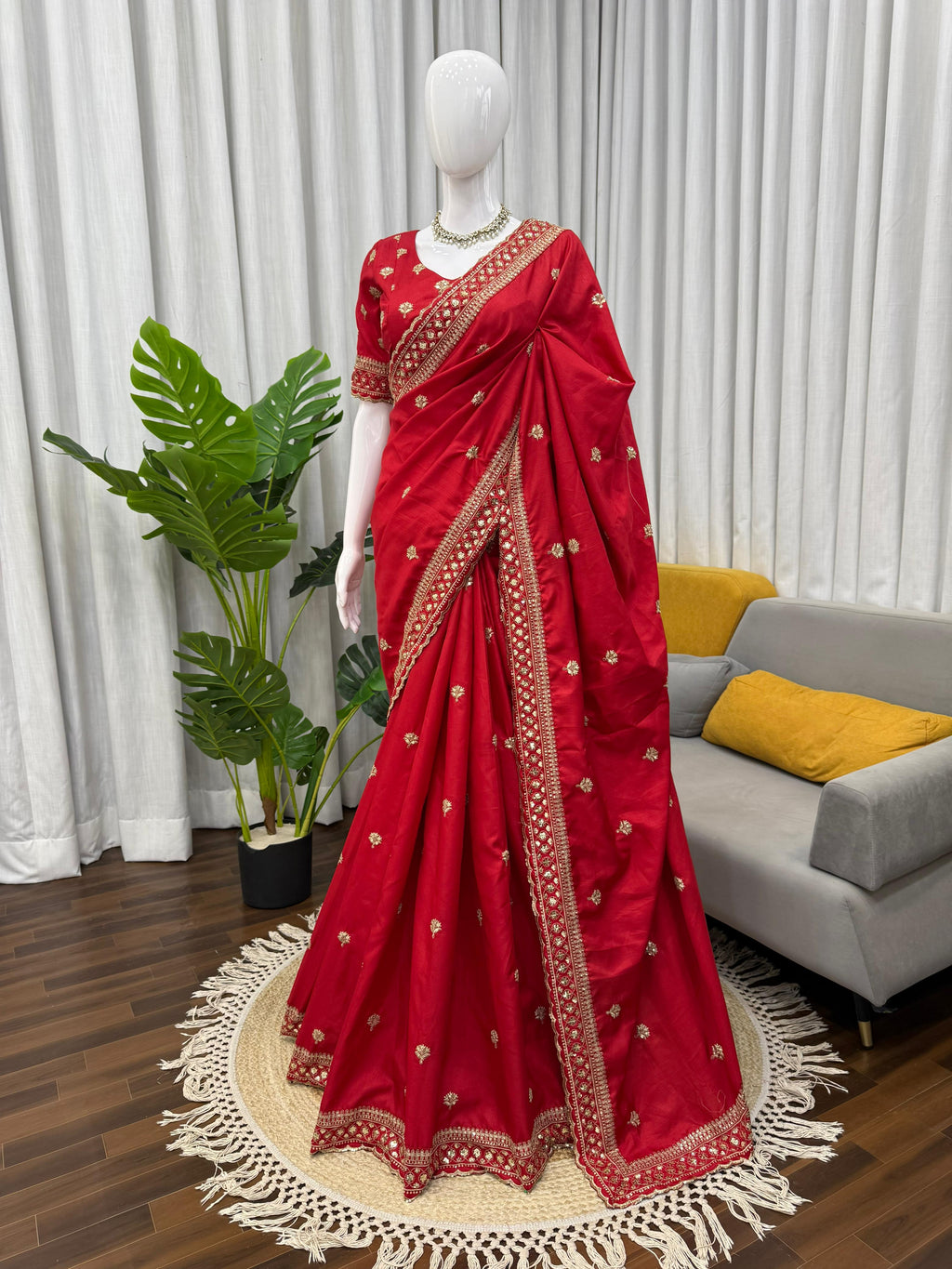 Jalpari Silk Saree with Elegant Thread & Sequin Embroidery