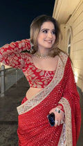 Blooming Georgette Saree with Coding, Thread & Sequin Embroidery
