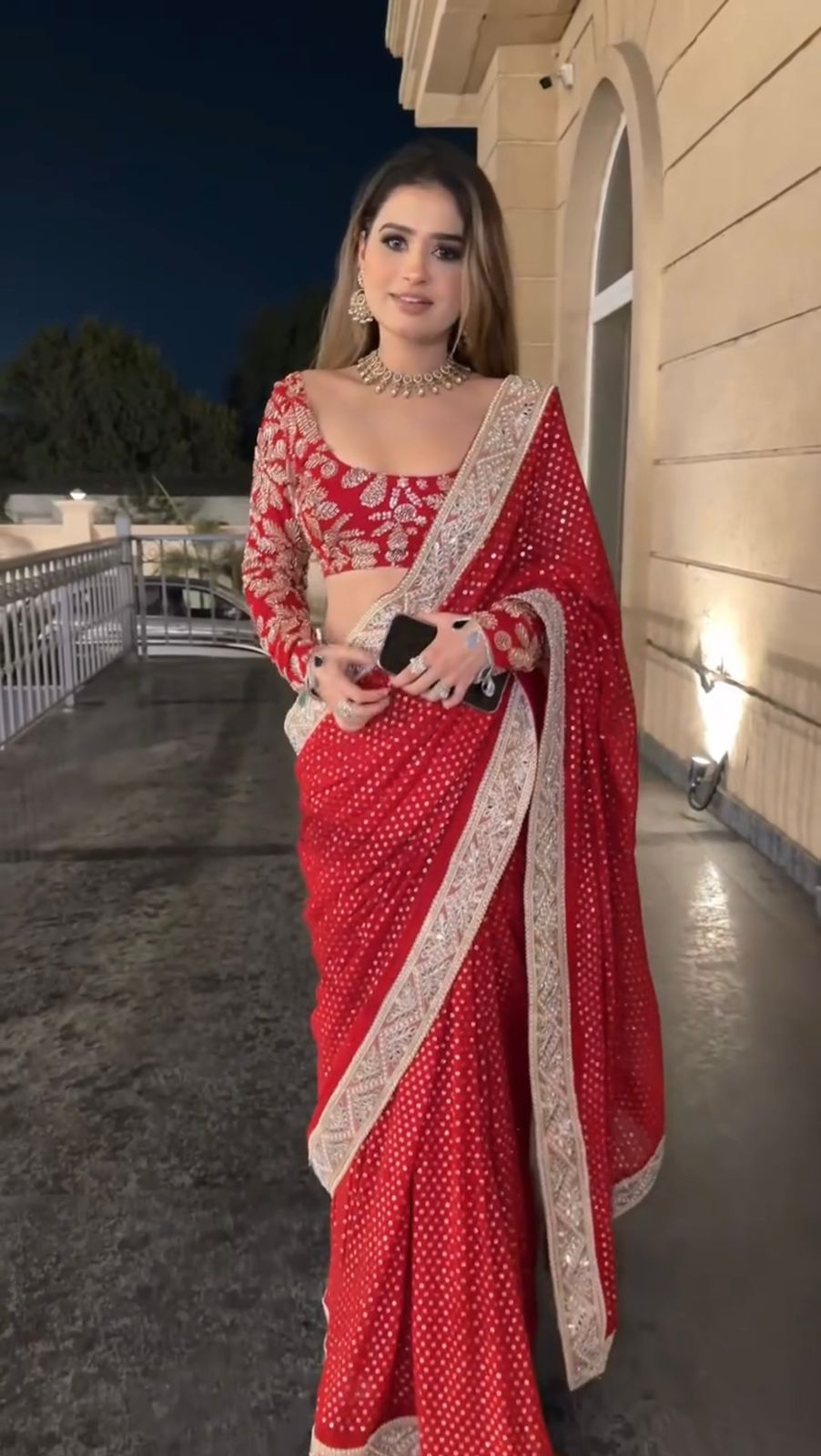 Blooming Georgette Saree with Coding, Thread & Sequin Embroidery