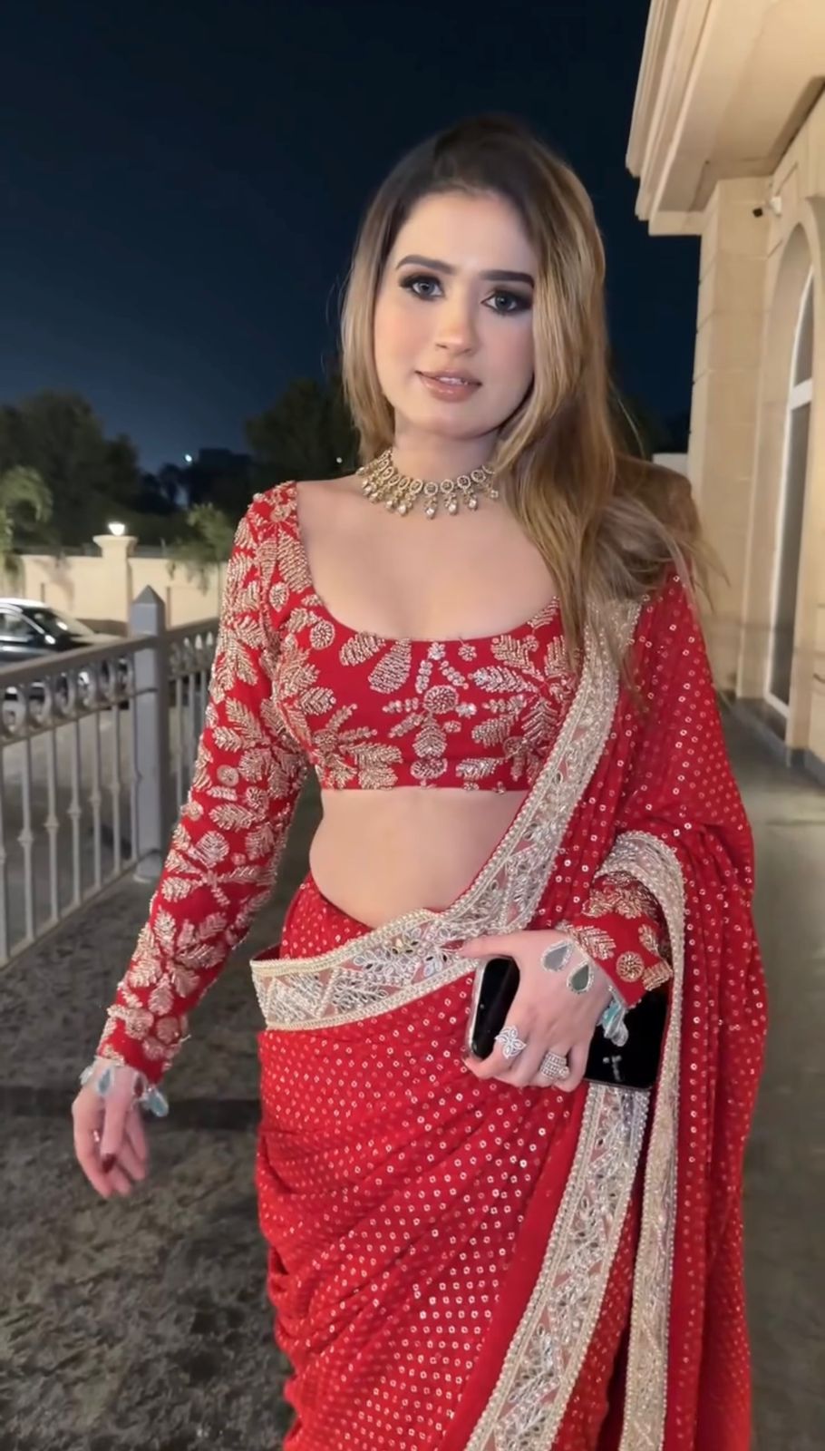 Blooming Georgette Saree with Coding, Thread & Sequin Embroidery