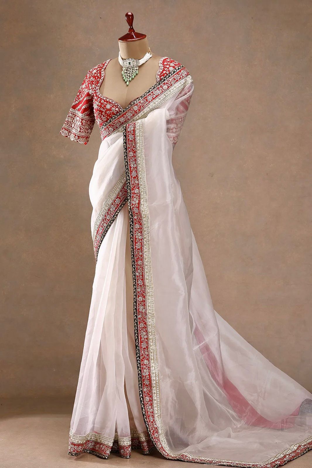 Tibby Silk Saree with Thread & Sequin Work and Mono Banglory Blouse