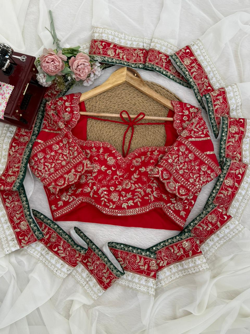 Tibby Silk Saree with Thread & Sequin Work and Mono Banglory Blouse