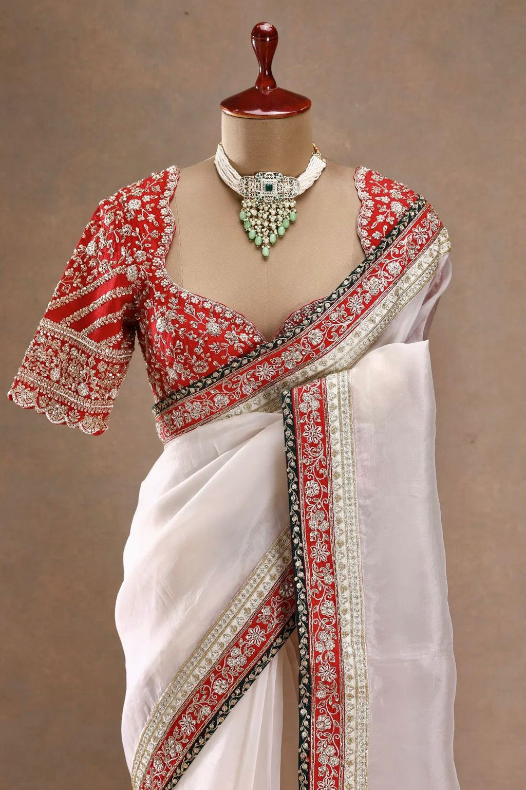 Tibby Silk Saree with Thread & Sequin Work and Mono Banglory Blouse