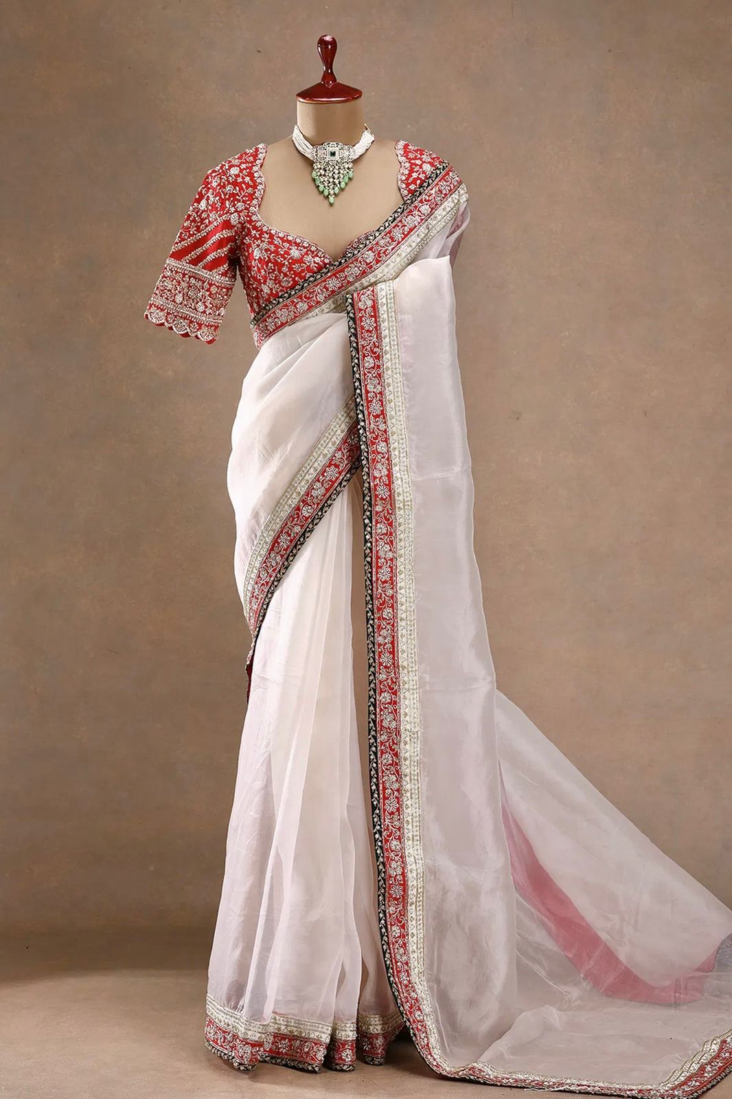 Tibby Silk Saree with Thread & Sequin Work and Mono Banglory Blouse