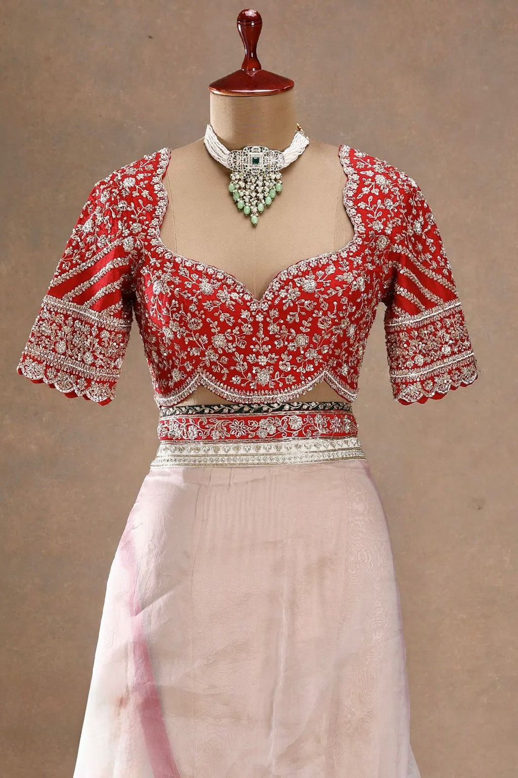Tibby Silk Saree with Thread & Sequin Work and Mono Banglory Blouse