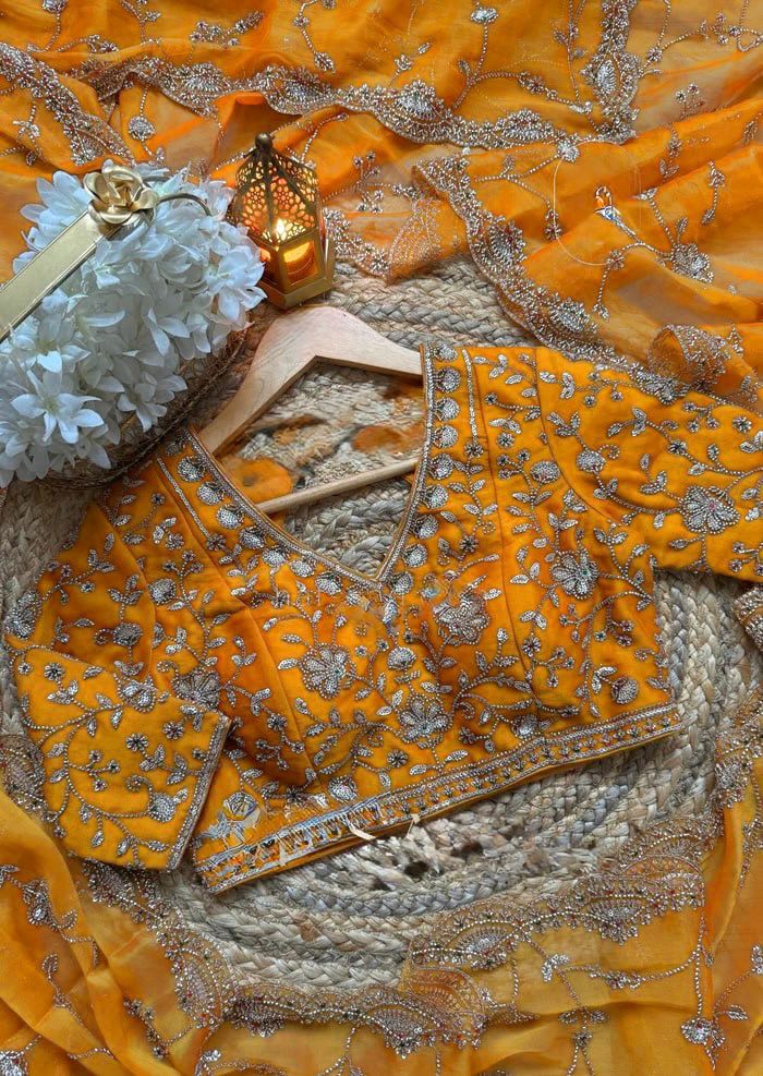 Luxury Fendy Silk Saree with Heavy Beads & Sequin Embroidery
