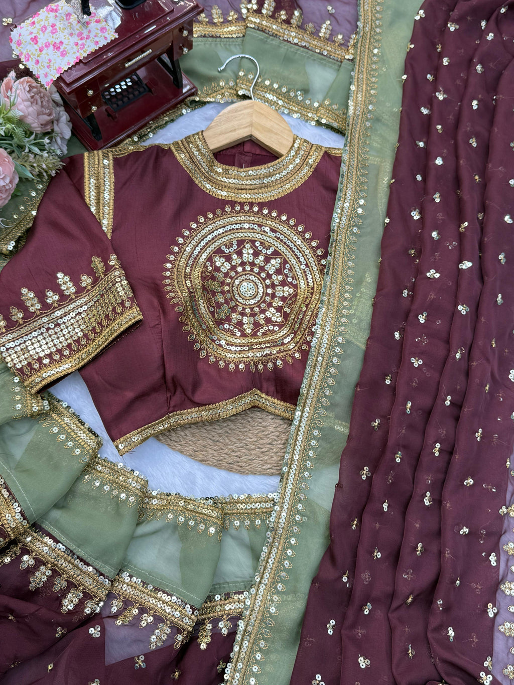Tibby Silk Designer Saree with Sequin Work & Heavy Jalpari Silk Blouse