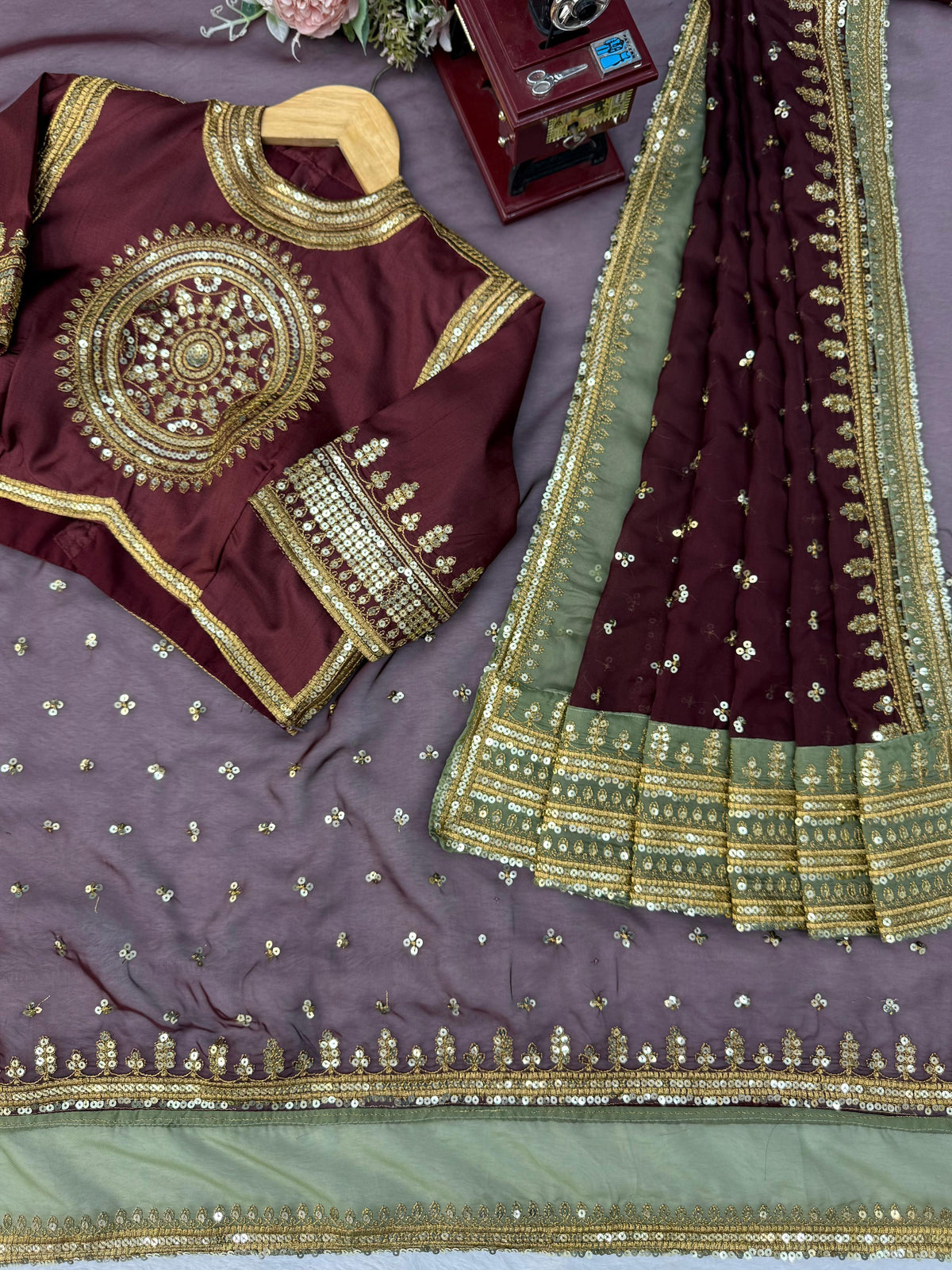 Tibby Silk Designer Saree with Sequin Work & Heavy Jalpari Silk Blouse