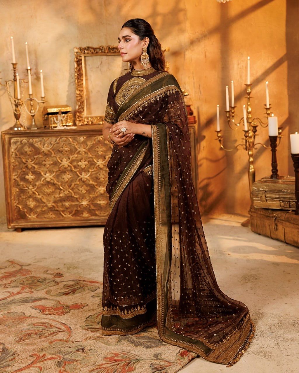 Tibby Silk Designer Saree with Sequin Work & Heavy Jalpari Silk Blouse