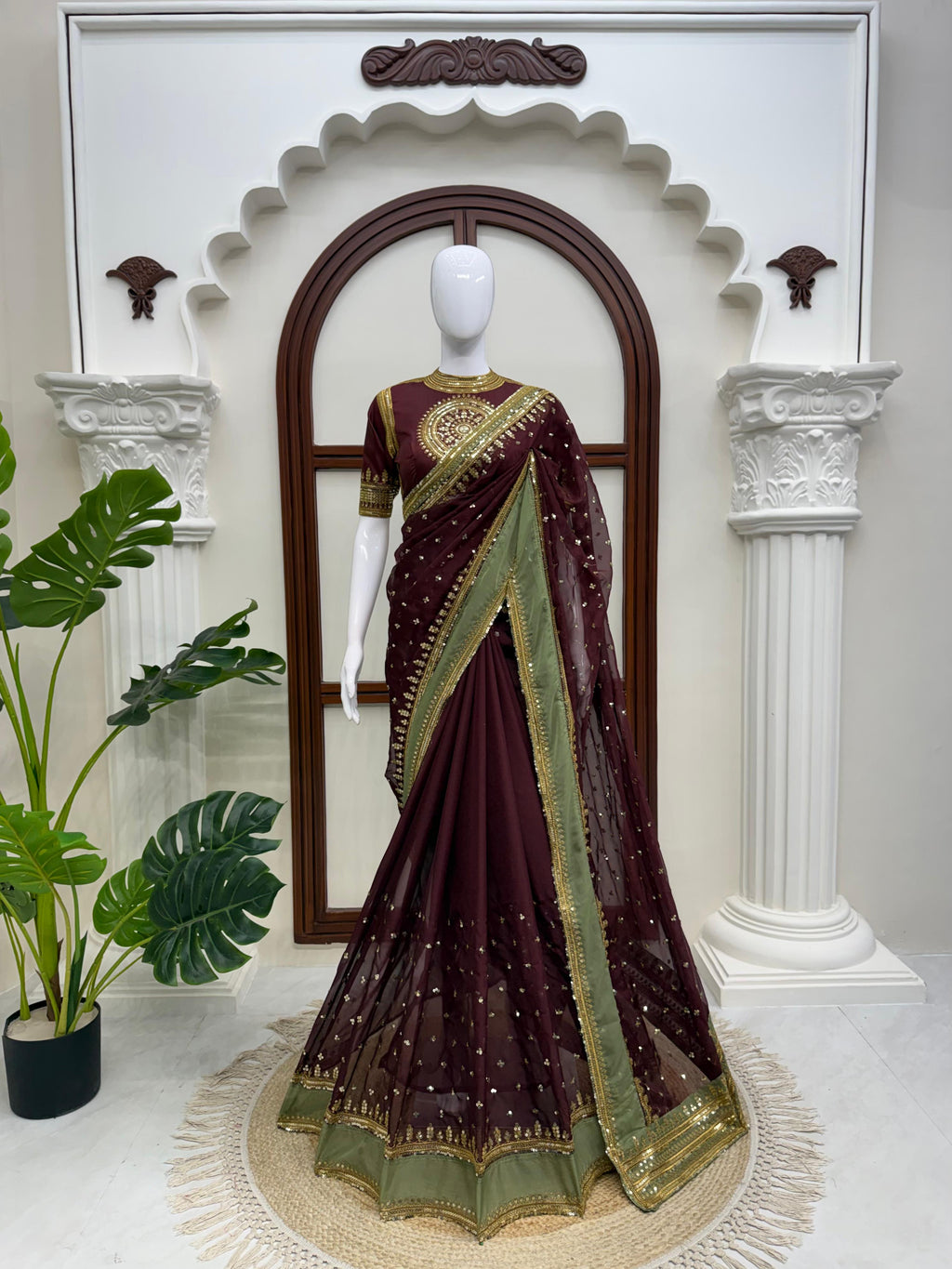 Tibby Silk Designer Saree with Sequin Work & Heavy Jalpari Silk Blouse