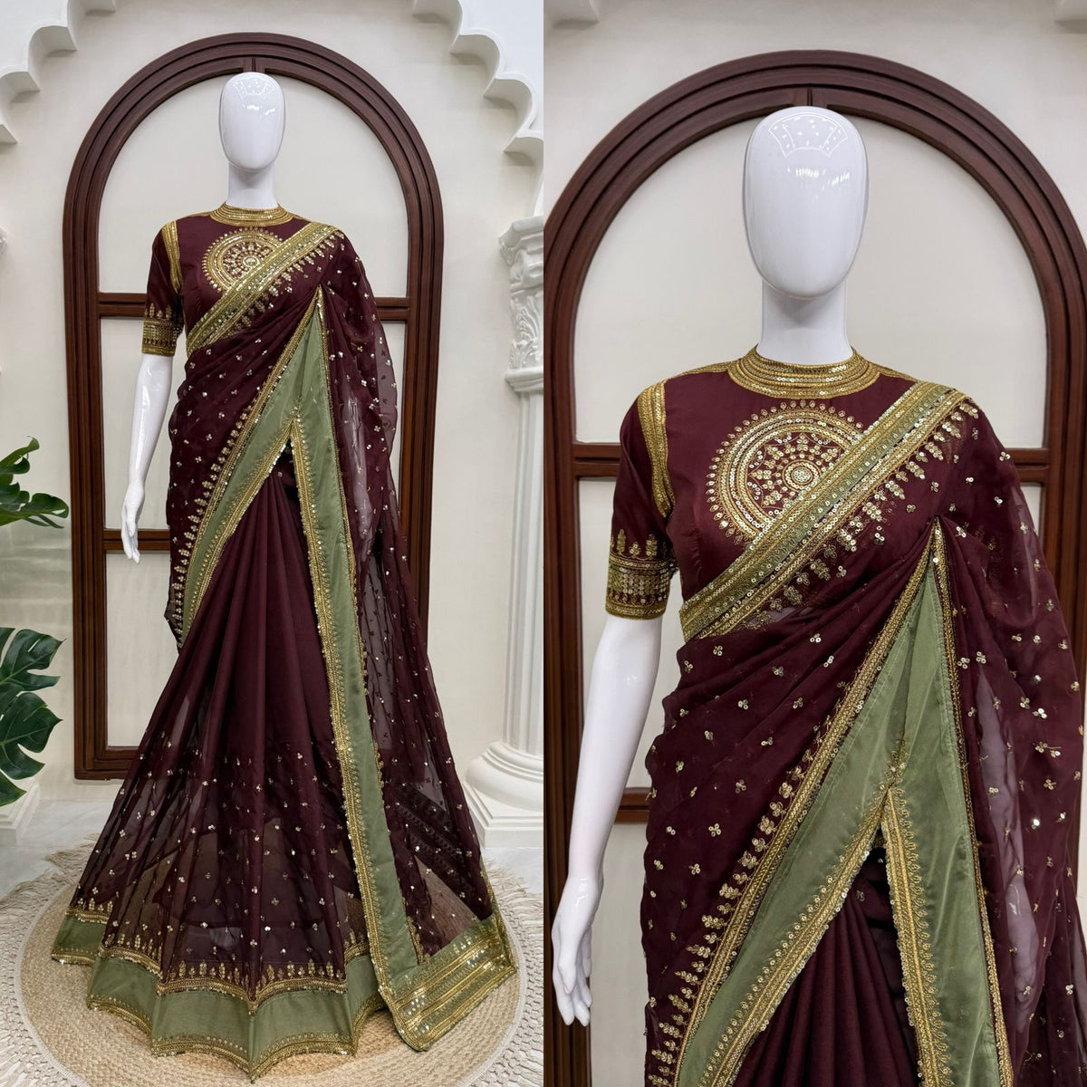 Tibby Silk Designer Saree with Sequin Work & Heavy Jalpari Silk Blouse