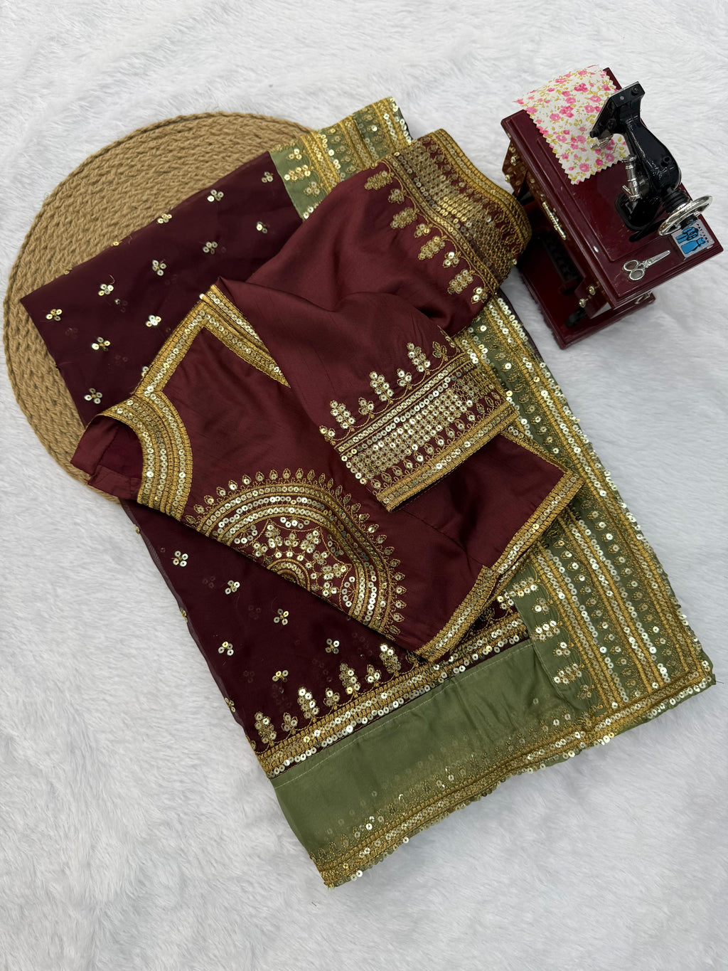 Tibby Silk Designer Saree with Sequin Work & Heavy Jalpari Silk Blouse
