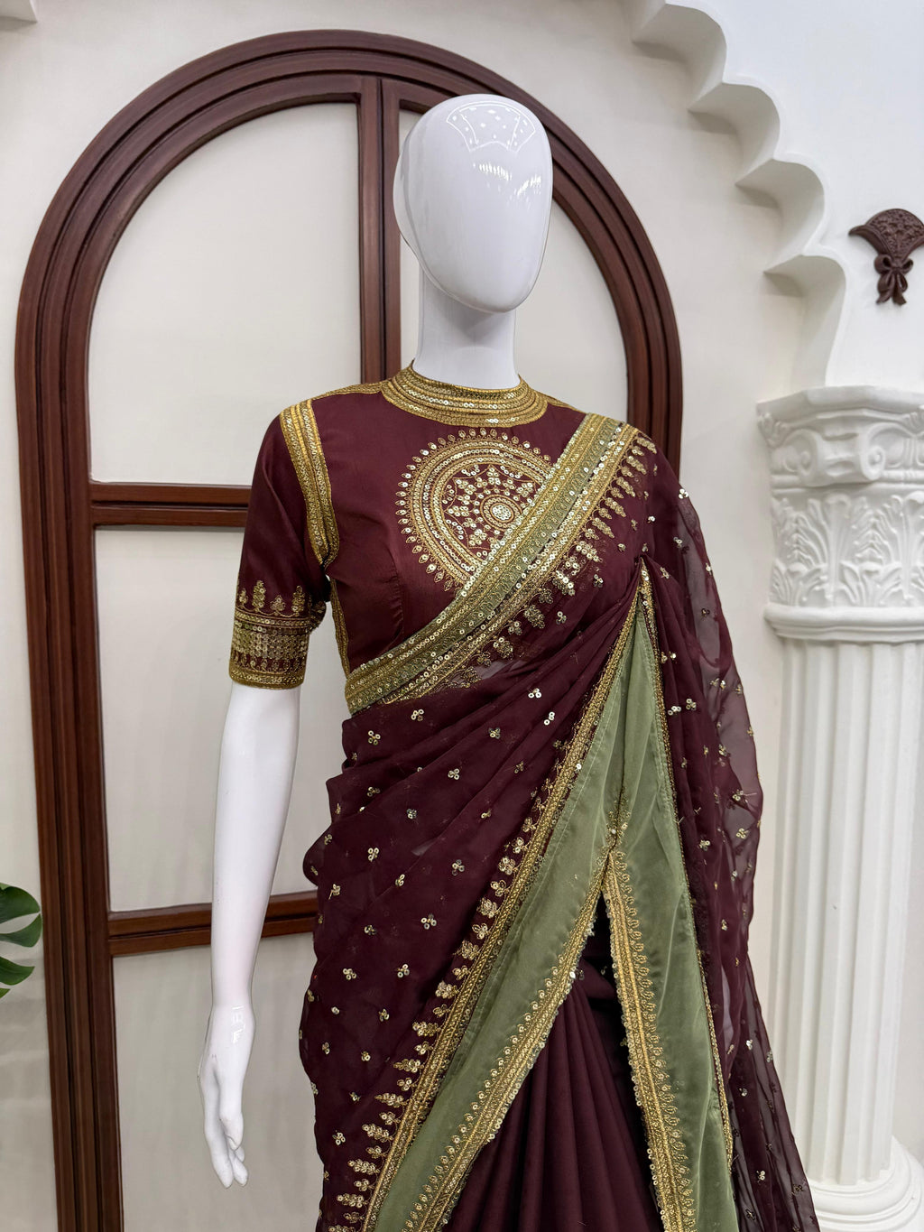 Tibby Silk Designer Saree with Sequin Work & Heavy Jalpari Silk Blouse