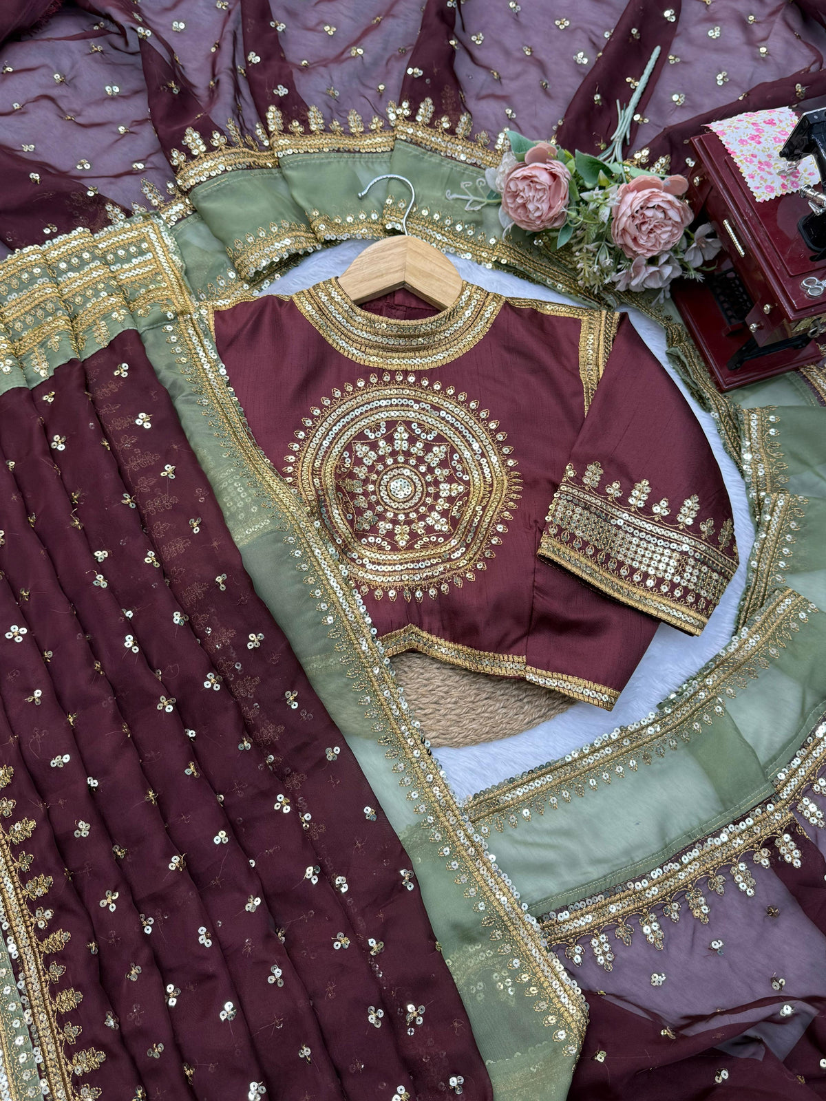 Tibby Silk Designer Saree with Sequin Work & Heavy Jalpari Silk Blouse