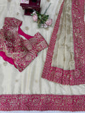 Glass Organza Silk Saree with Thread & Sequin Work and Mono Banglory Blouse