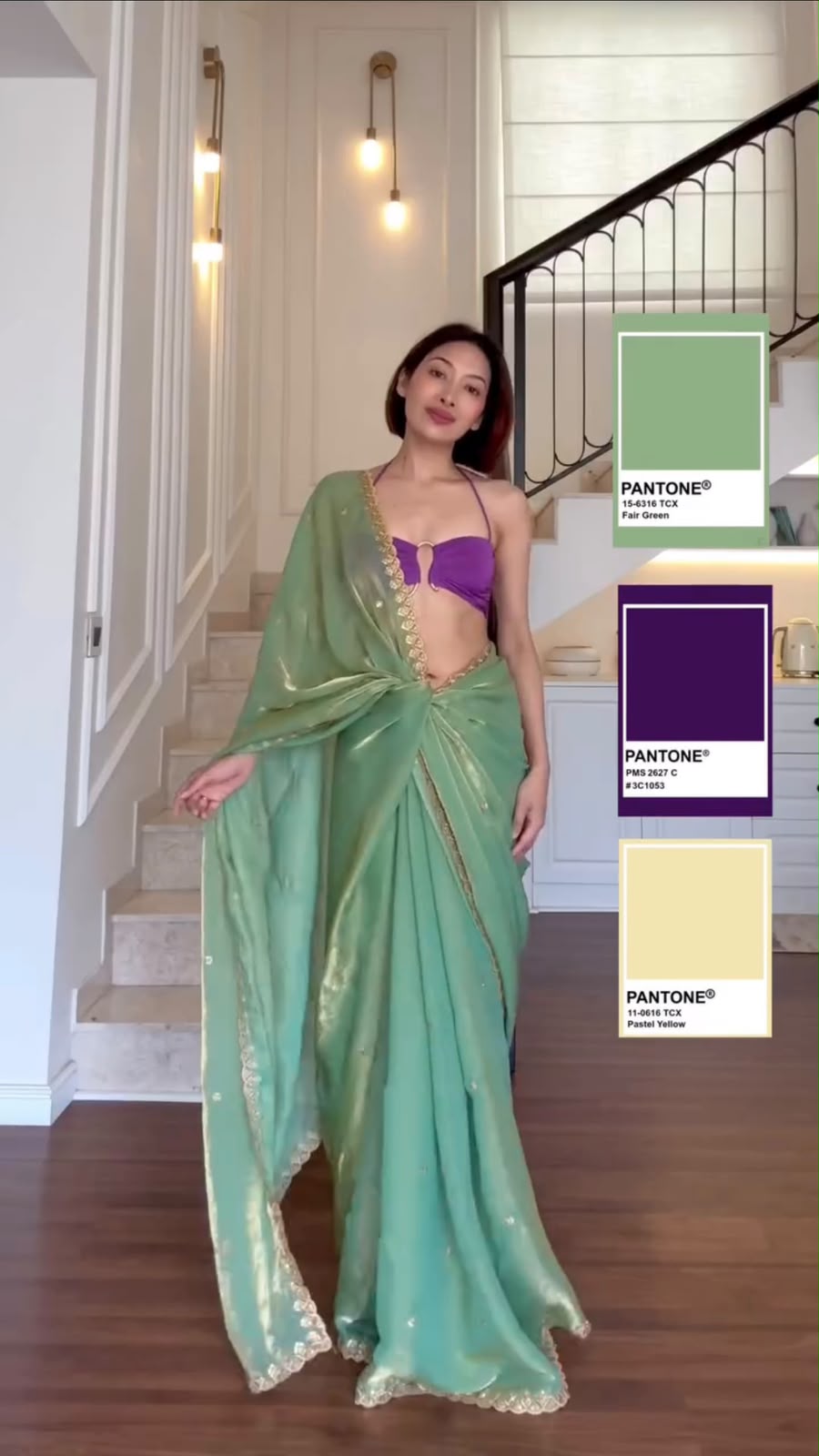 Fendy Silk Saree with Thread & Sequin Work and Plain Banglory Blouse