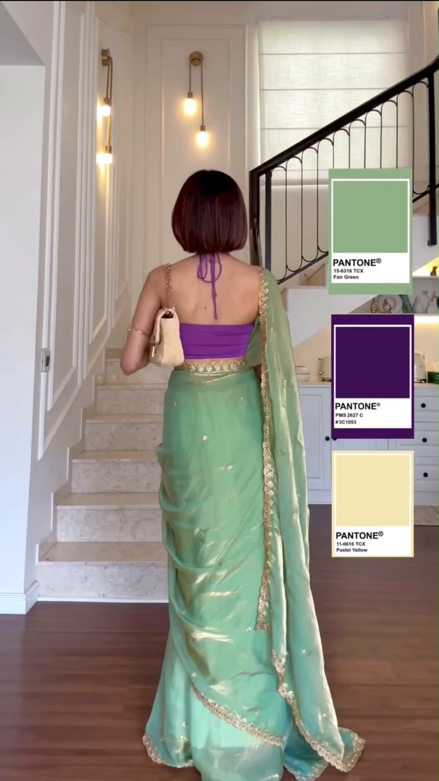 Fendy Silk Saree with Thread & Sequin Work and Plain Banglory Blouse