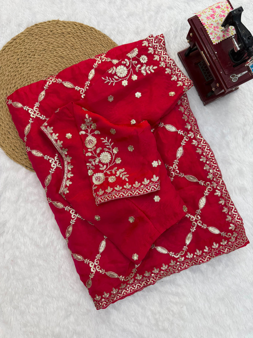 Fendy Silk Designer Saree with Elegant Thread & Sequin Work