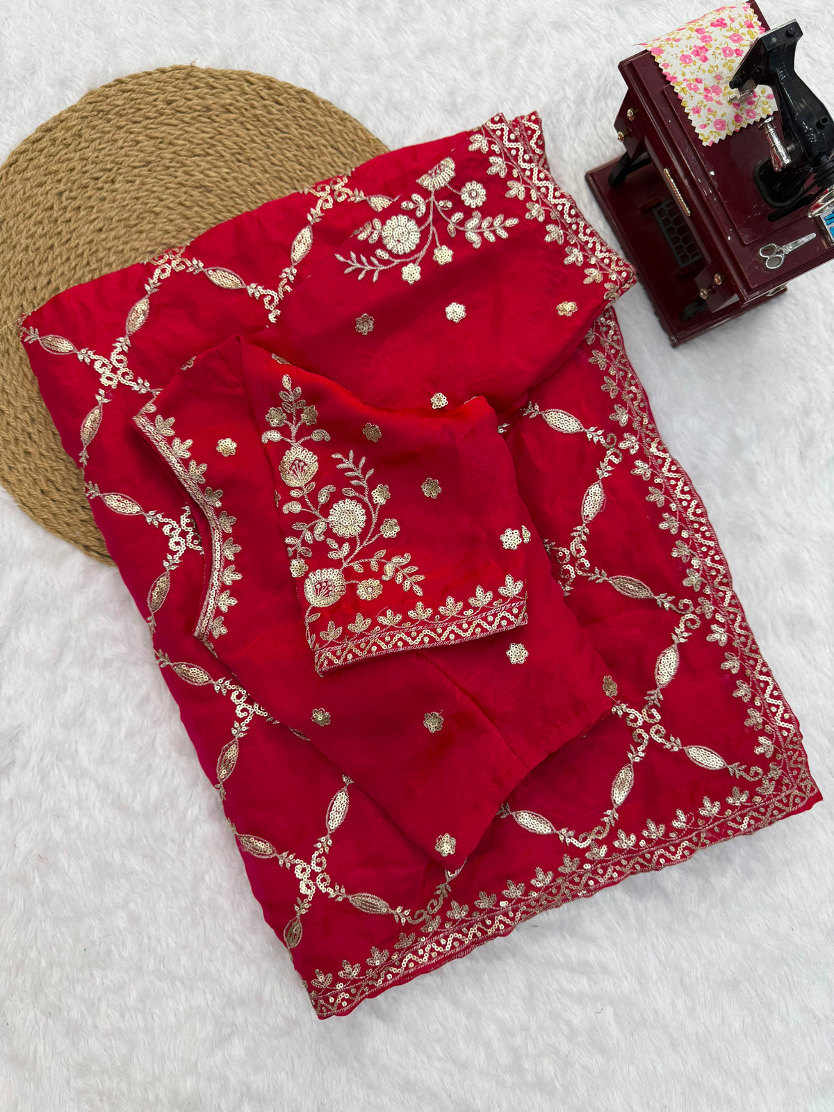 Fendy Silk Designer Saree with Elegant Thread & Sequin Work