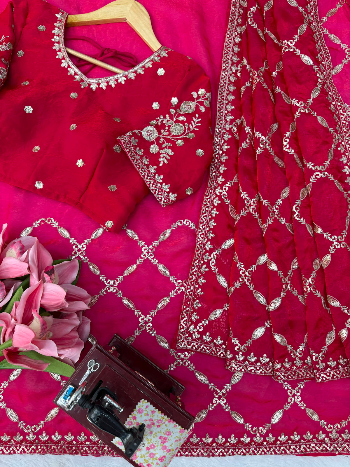 Fendy Silk Designer Saree with Elegant Thread & Sequin Work