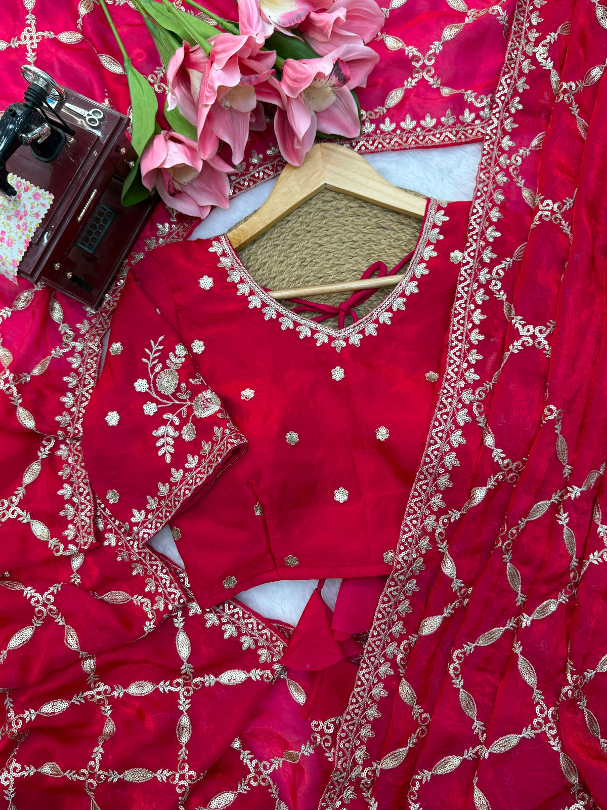 Fendy Silk Designer Saree with Elegant Thread & Sequin Work