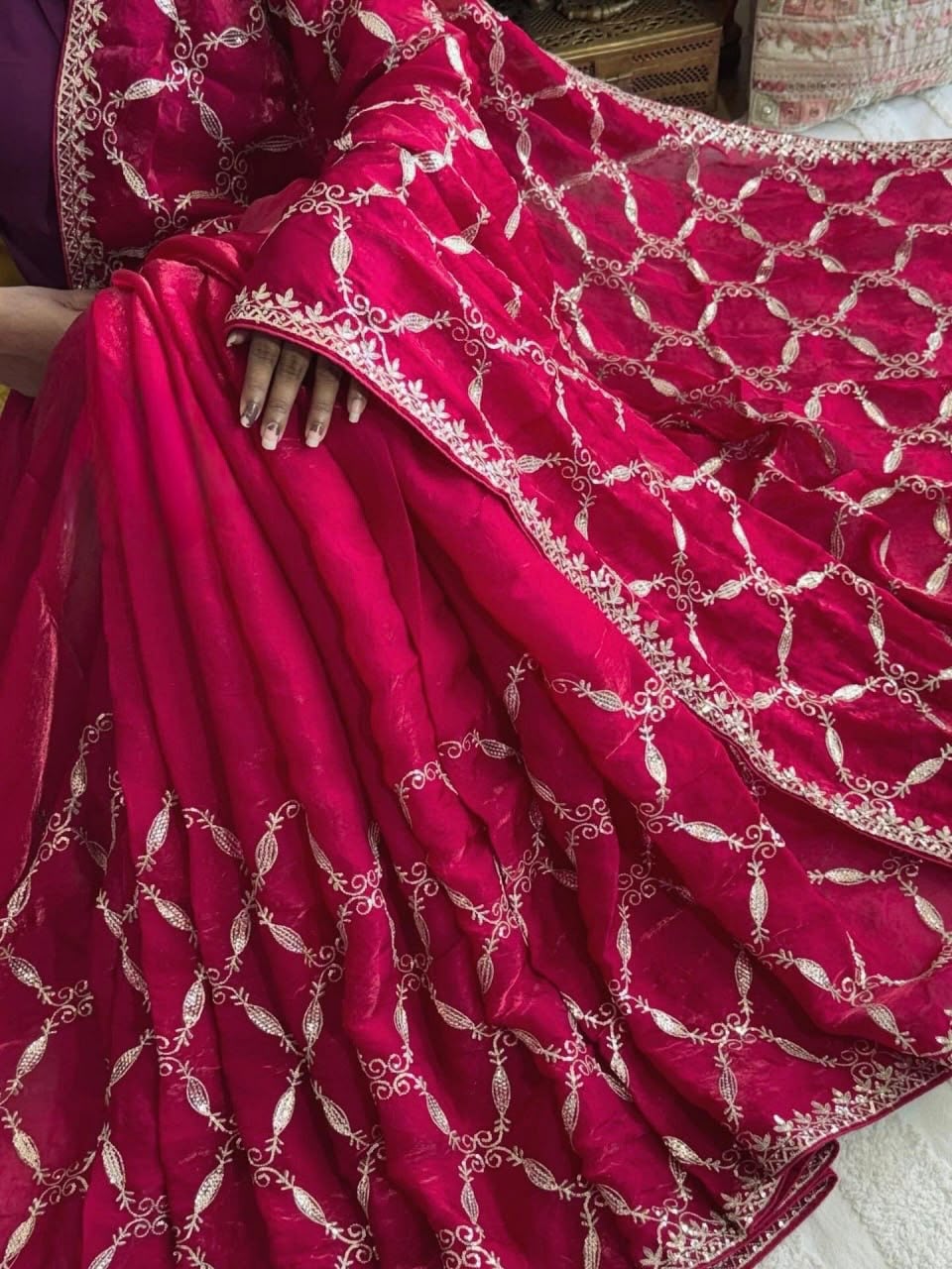 Fendy Silk Designer Saree with Elegant Thread & Sequin Work