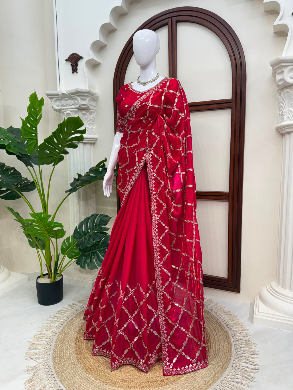 Fendy Silk Designer Saree with Elegant Thread & Sequin Work