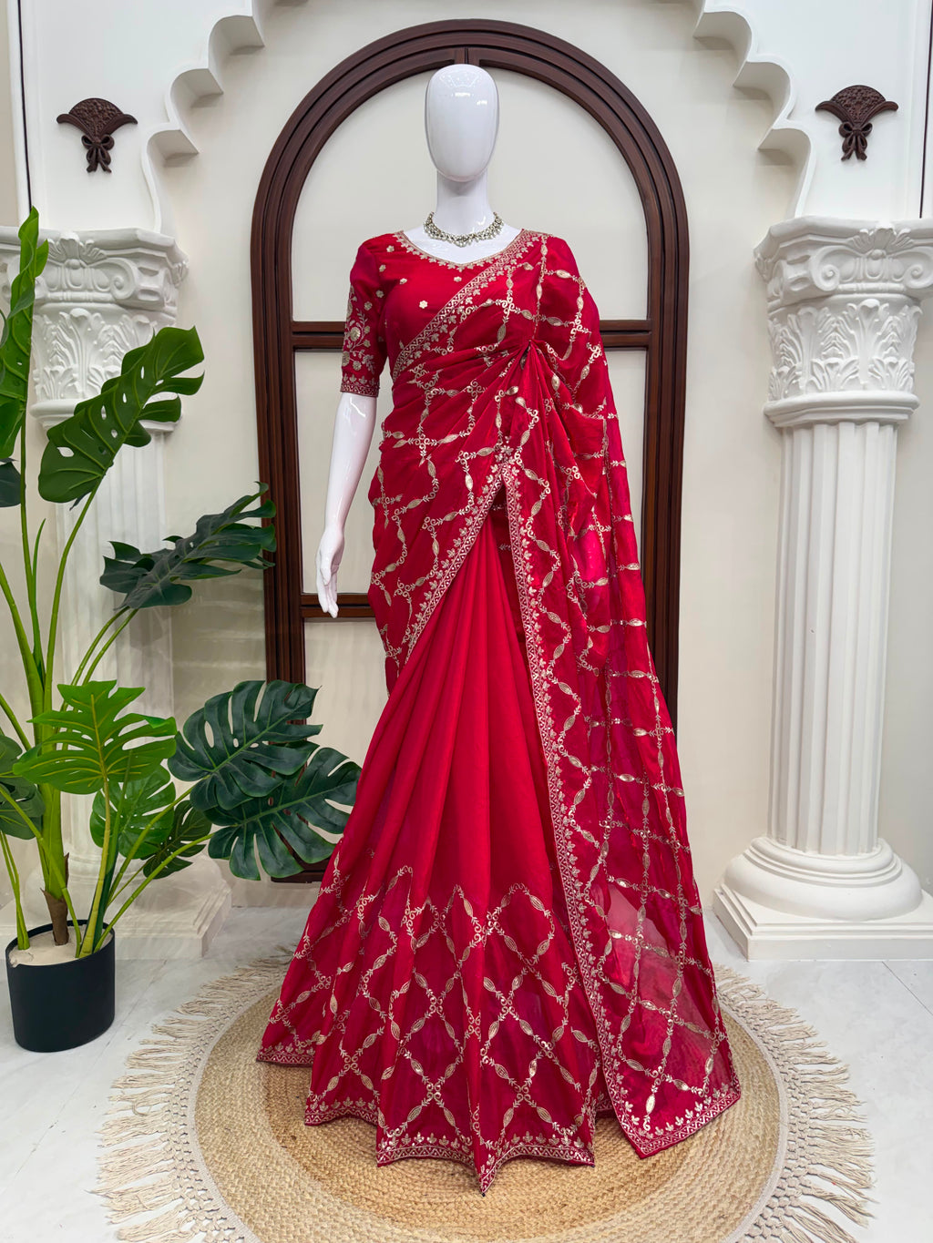 Fendy Silk Designer Saree with Elegant Thread & Sequin Work